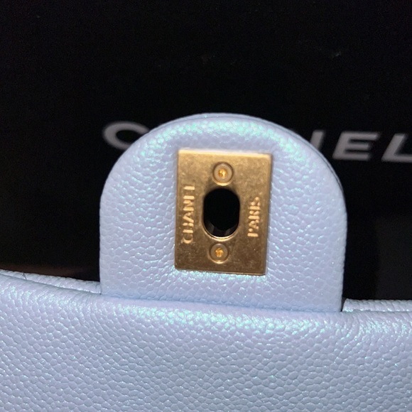 RESERVED Chanel my perfect Mini Square 21k Iridescent Light Blueadjustable chain - Picture 5 of 13